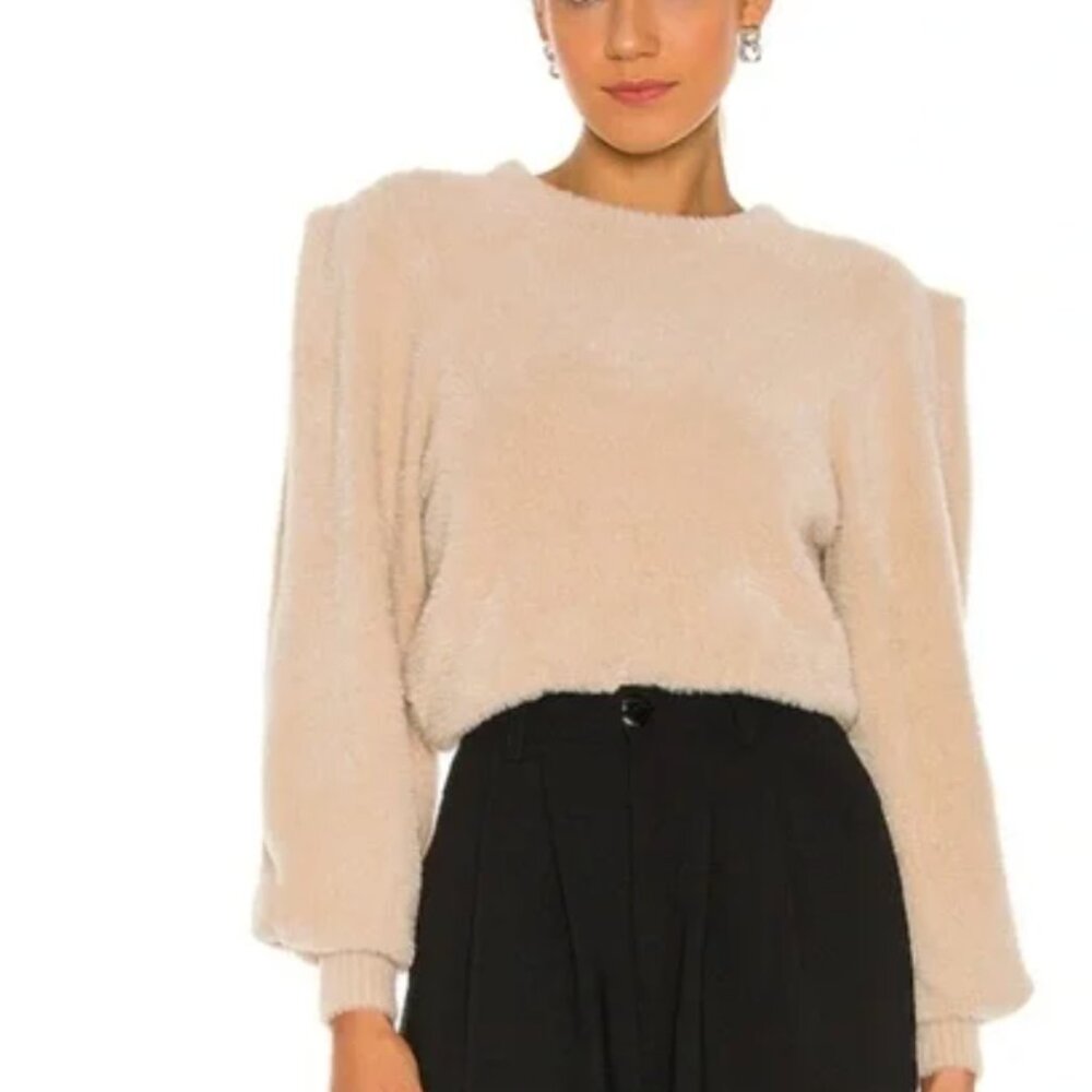 RONNY KOBO Carina Top Eyelash Knit Puffy Shoulders Sweater size small